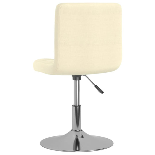 Cream fabric swivel dining chair with chrome base and gas lift mechanism, ideal for modern outdoor and home dining spaces.