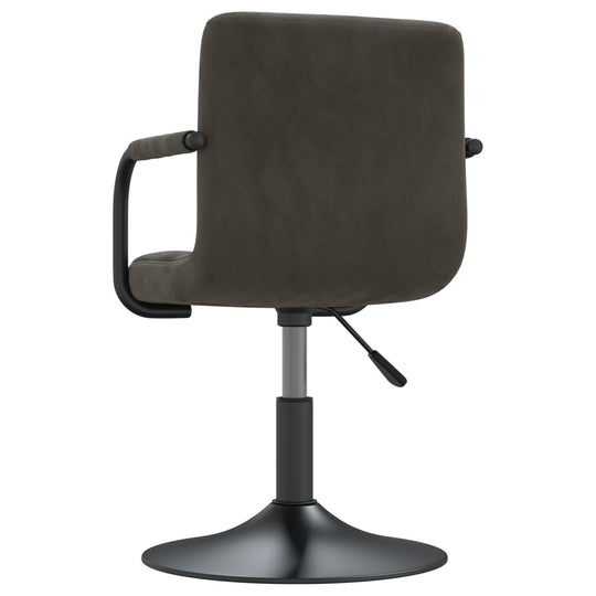 Dark grey velvet swivel dining chair with adjustable height, perfect for outdoor patios and garden furniture sets.