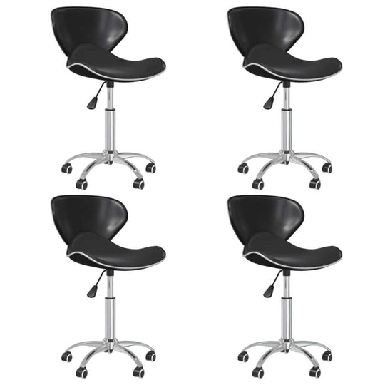 Swivel Dining Chairs 4 pcs Black Faux Leather