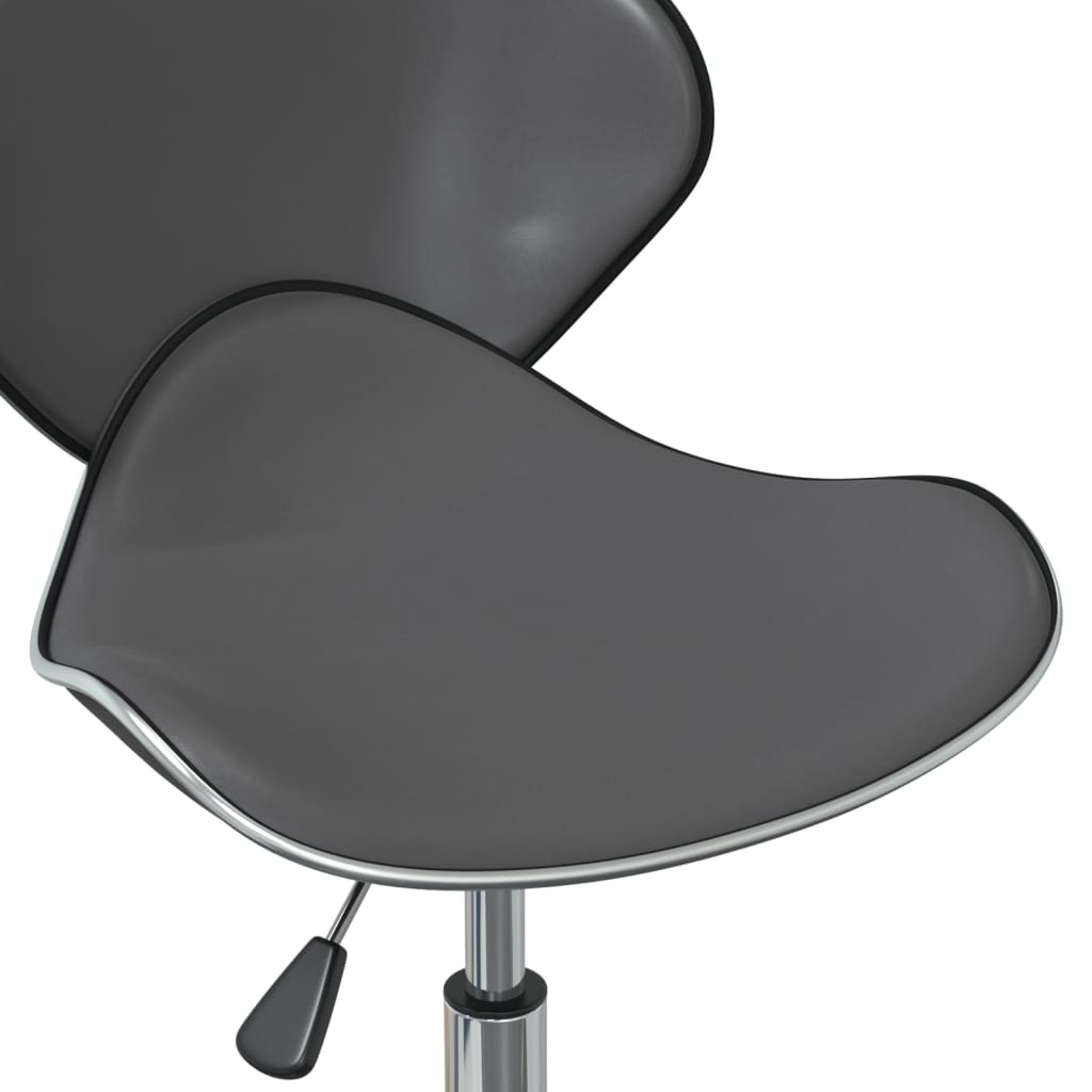 Grey faux leather swivel dining chair seat with adjustable height and chrome base, ideal for outdoor and home furniture.