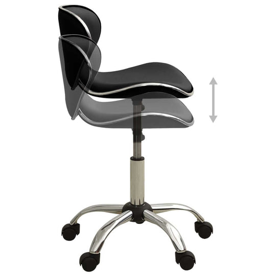 Stylish black Office Chair Faux Leather with adjustable height and 360-degree swivel, featuring five wheels for easy mobility.