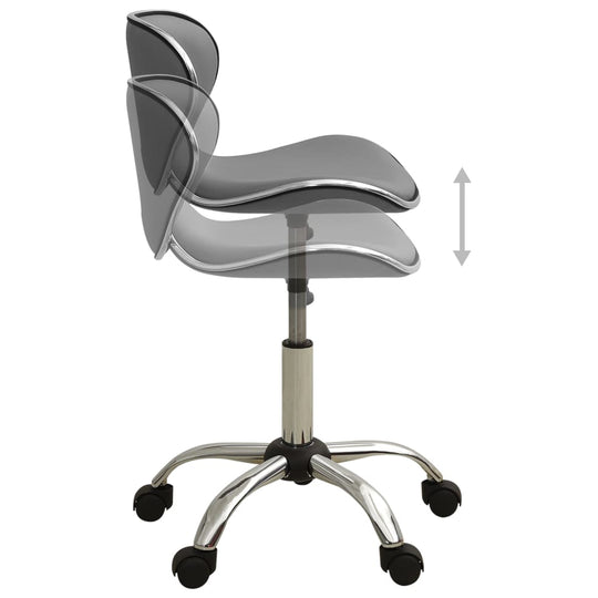 Office Chair Faux Leather in grey with 360-degree swivel, height adjustable, and five wheels for maximum mobility.