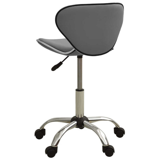 Grey Office Chair Faux Leather with adjustable height, 360-degree swivel, and five-wheel base for mobility.