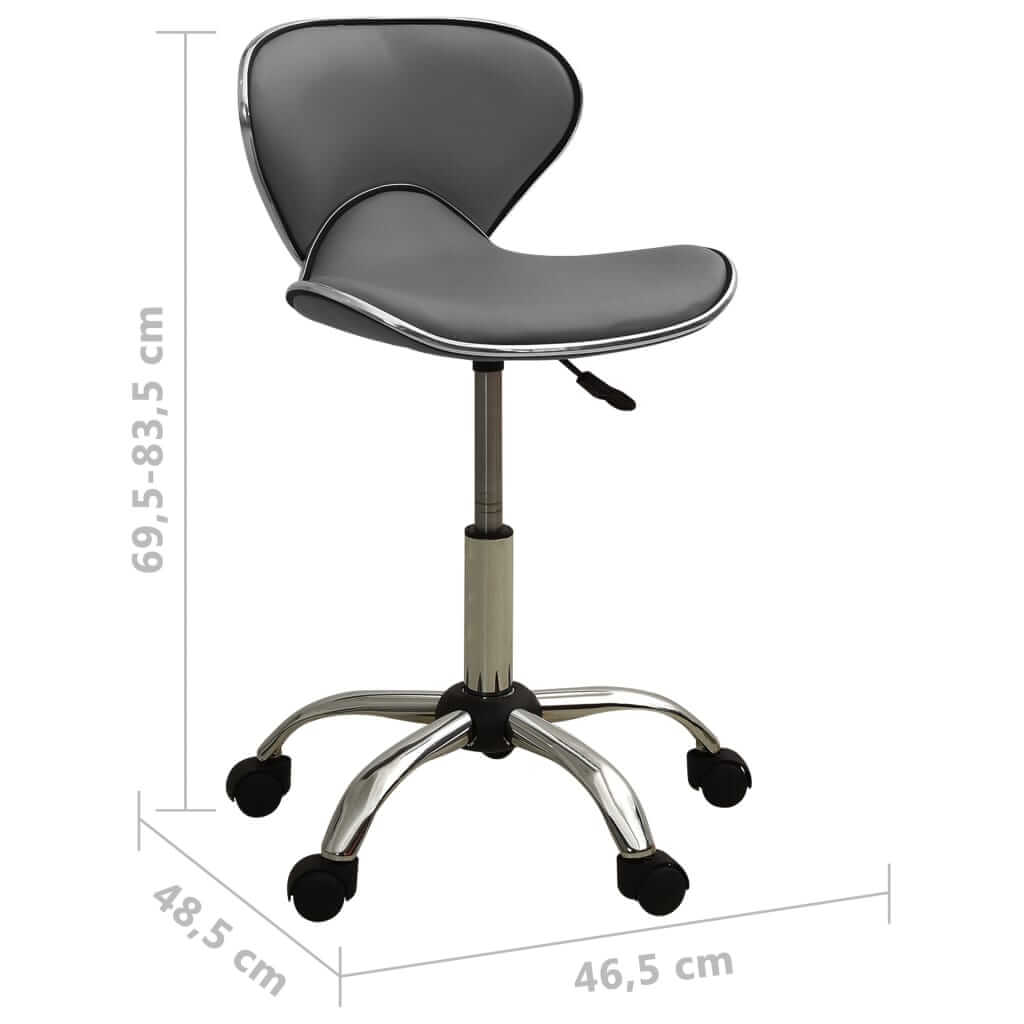 Grey Office Chair Faux Leather with adjustable height and swivel seat, five wheels for mobility, stylish design, and easy-to-clean upholstery.