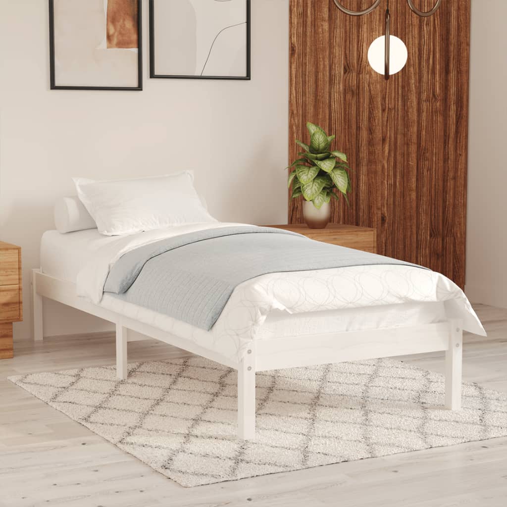 Bed Frame Solid Wood Pine 90x200 cm , Furniture -> Beds & Accessories -> Beds & Bed Frames , Beds & Accessories -,Beds & Bed Frames,Durable,Furniture -,Home & Garden -,Modern Design,new-305021