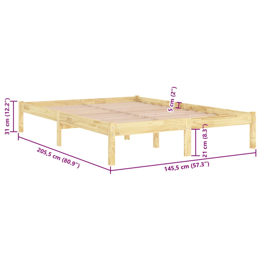 Bed Frame Solid Wood Pine 140x200 cm , Furniture -> Beds & Accessories -> Beds & Bed Frames , Beds & Accessories -,Beds & Bed Frames,Durable,eligant,Furniture -,Home & Garden -,Modern Design,new-305021,Wooden Furniture