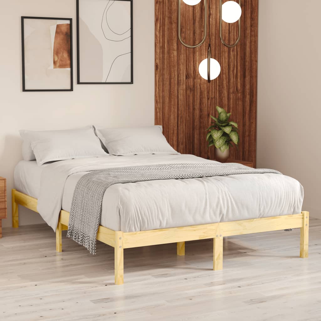 Bed Frame Solid Wood Pine 140x200 cm , Furniture -> Beds & Accessories -> Beds & Bed Frames , Beds & Accessories -,Beds & Bed Frames,Durable,eligant,Furniture -,Home & Garden -,Modern Design,new-305021,Wooden Furniture