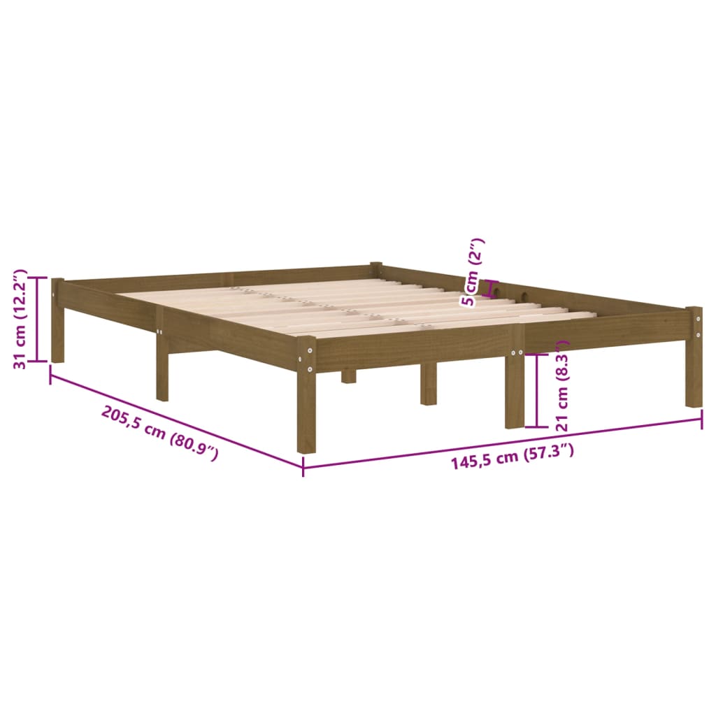 Bed Frame Honey Solid Wood Pine 140x200 cm , Furniture -> Beds & Accessories -> Beds & Bed Frames , Beds & Accessories -,Beds & Bed Frames,Durable,Furniture -,Home & Garden -,Modern Design,new-305021