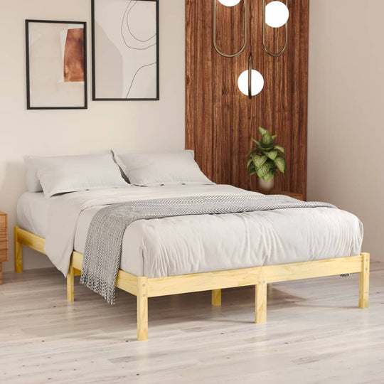 Bed Frame Solid Wood 150x200 cm King Size , Bed Frame , Bedroom Furniture,Beds & Accessories -,Beds & Bed Frames,Comfortable,Easy Installation,Furniture -,Home & Garden -,Modern Design,new-305021,Wooden Furniture