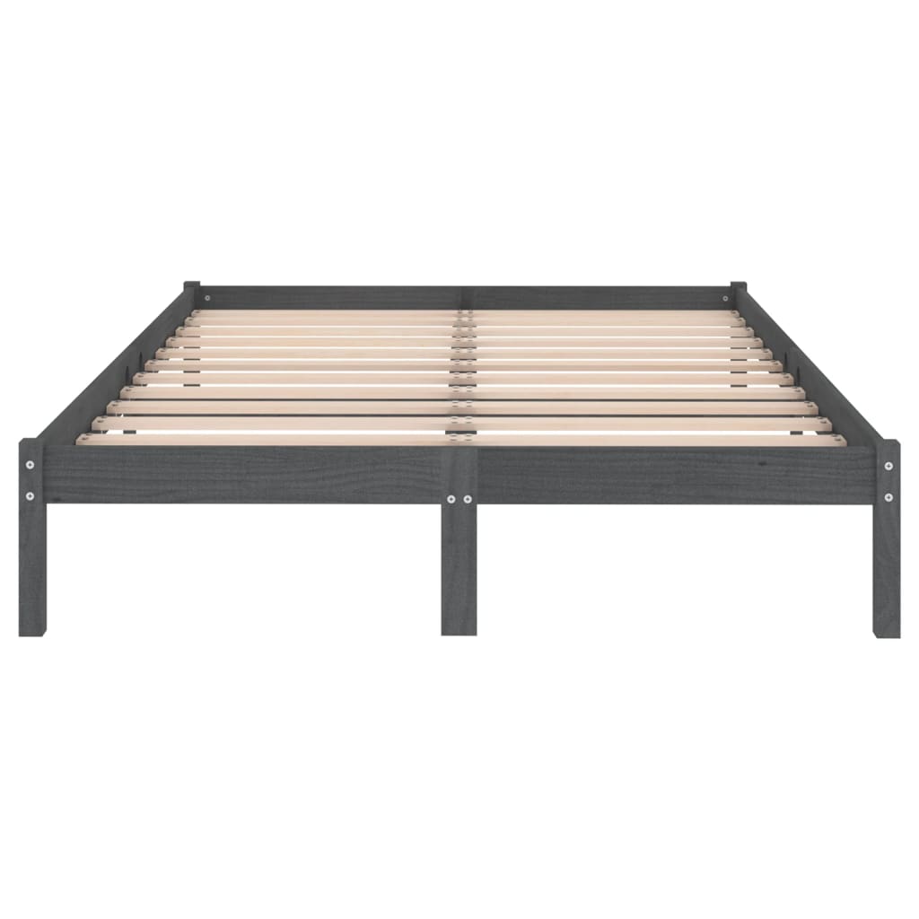 810029  Bed Frame without Mattress Grey Solid Wood 160x200 cm