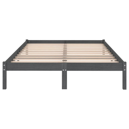 810029  Bed Frame without Mattress Grey Solid Wood 160x200 cm