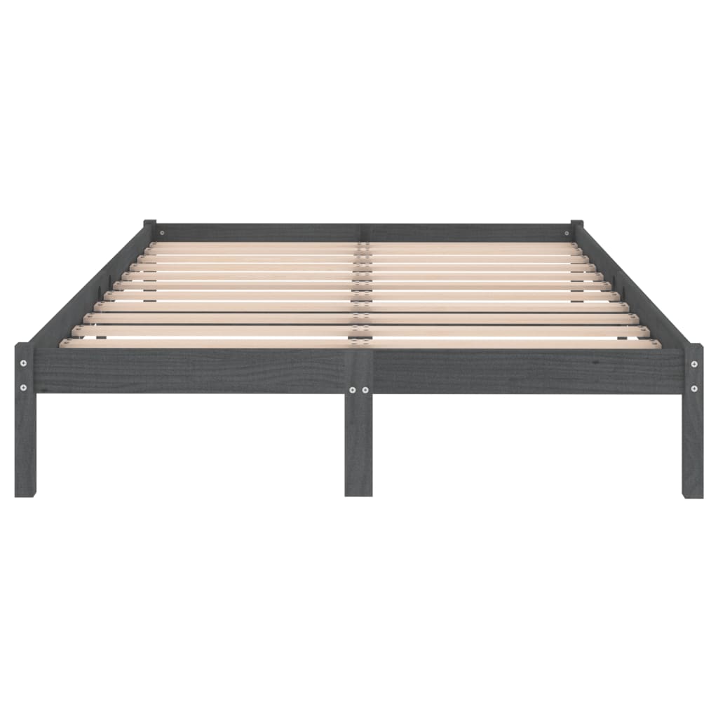 Bed Frame without Mattress Grey Solid Wood Super King Size