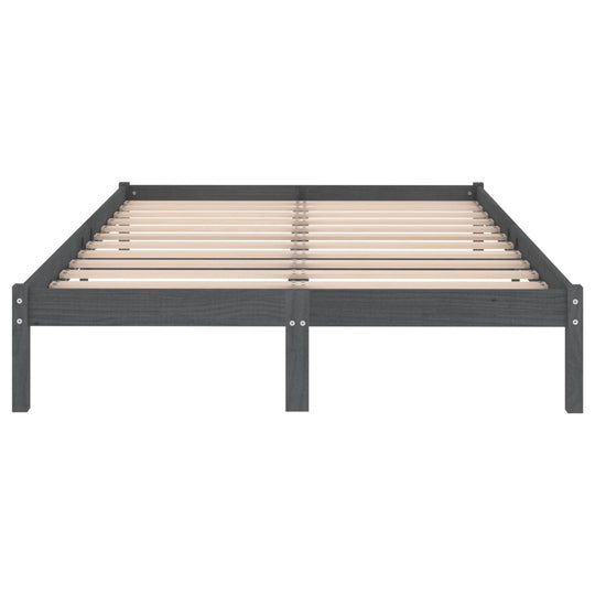 Bed Frame without Mattress Grey Solid Wood Super King Size