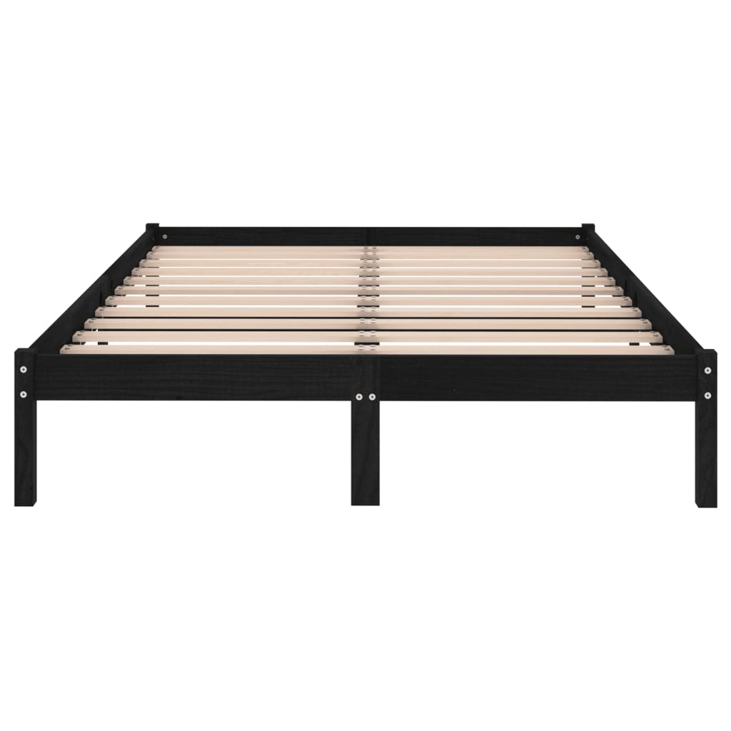 810041  Bed Frame without Mattress Black Solid Wood 200x200 cm