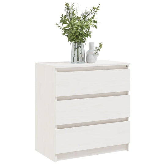 Bedside Cabinets  pcs  60x36x64 cm Solid Pinewood with three drawers and decorative vase.