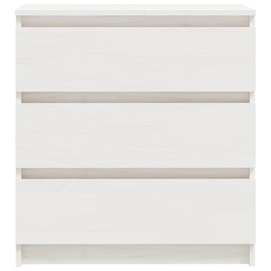 Bedside Cabinets  pcs  60x36x64 cm Solid Pinewood - white wooden bedside cabinet with three drawers.
