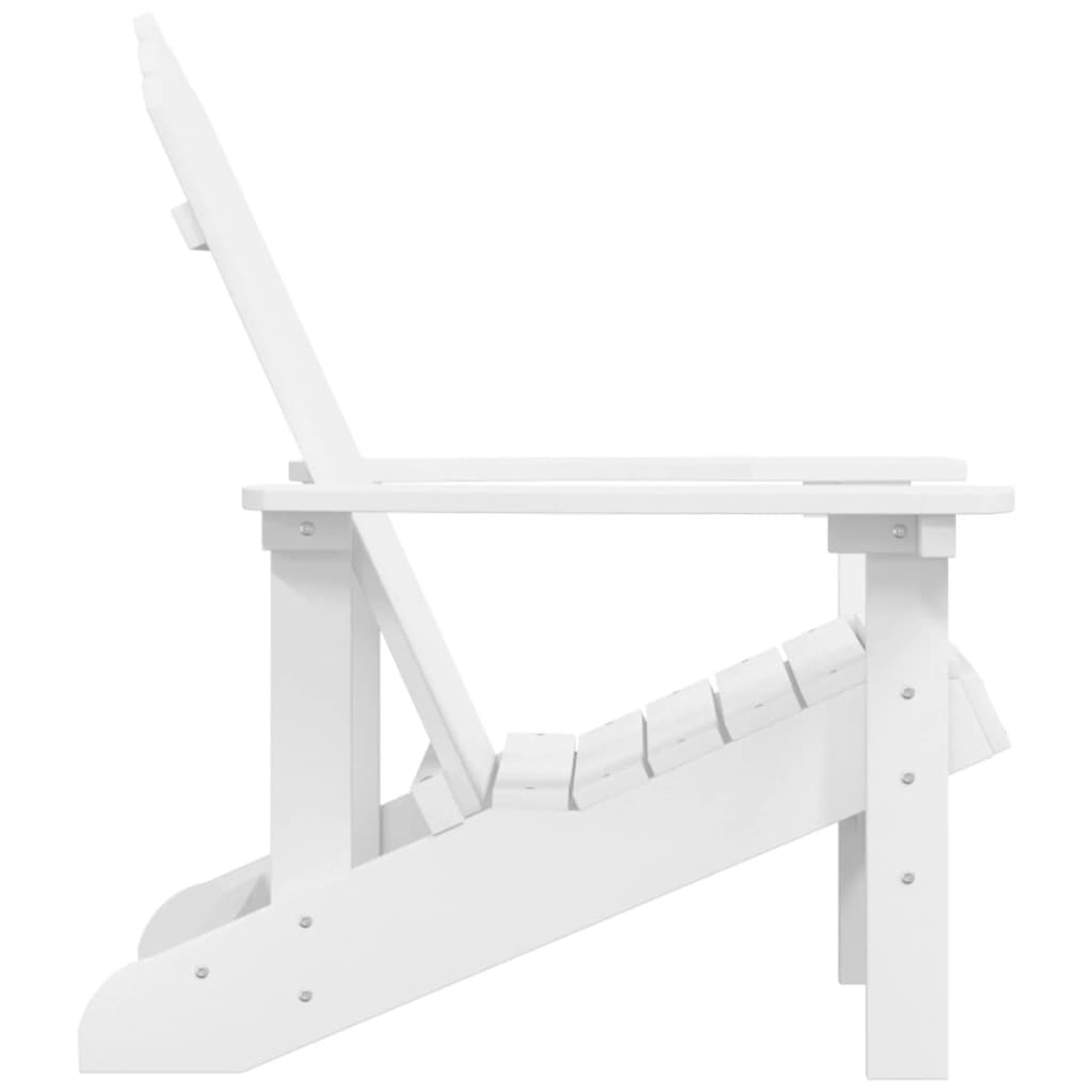 Side view of a white HDPE garden Adirondack chair, ideal for outdoor furniture and lounging. Weather-resistant design for durability.