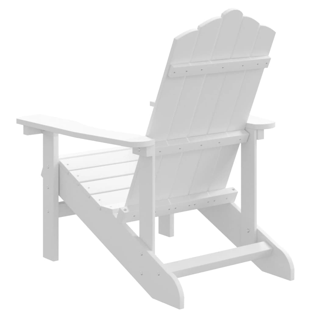 White HDPE garden Adirondack chair, perfect for outdoor furniture and lounging in comfort. Durable and weather-resistant design.