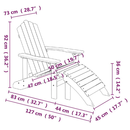 Garden Adirondack Chair with Footstool HDPE