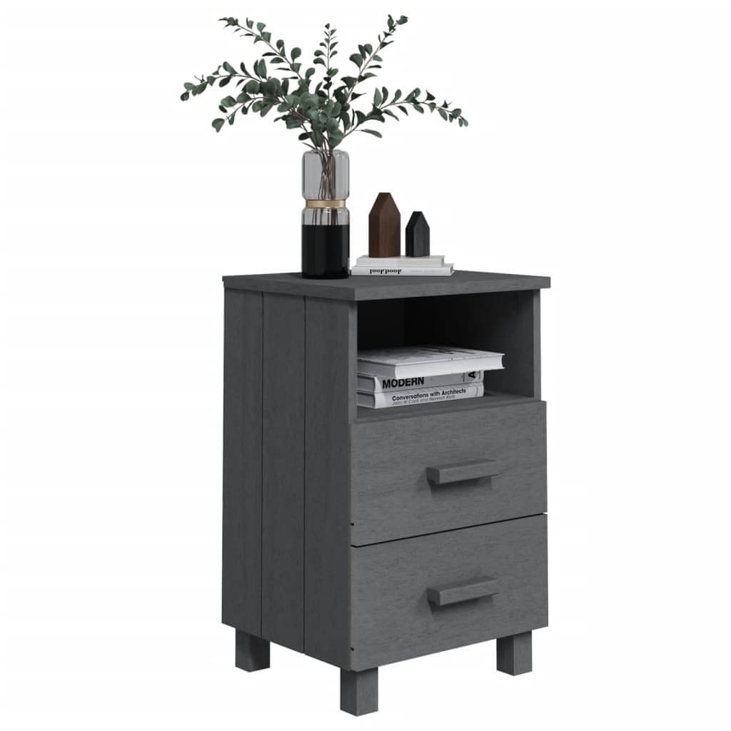 Bedside Cabinets HAMAR 2 pcs Dark  40x35x62 cm Solid Wood