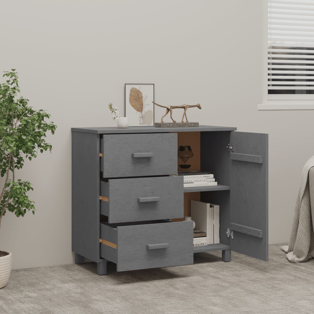 خزانة جانبية هامار داكنة اللون، 90×40×80 سم، مصنوعة من خشب الصنوبر الصلب