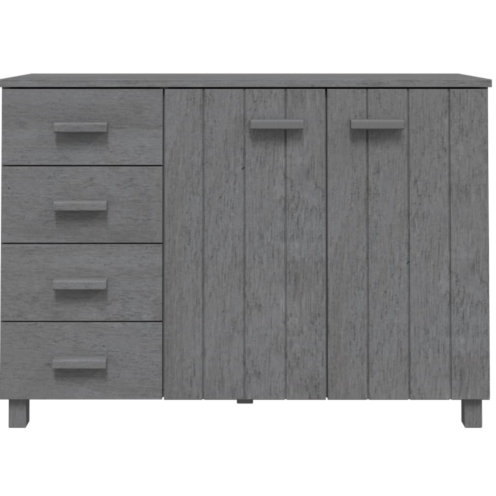 Dark grey sideboard HAMAR made of solid pinewood with 4 drawers and 2 doors, perfect for storage and decoration.