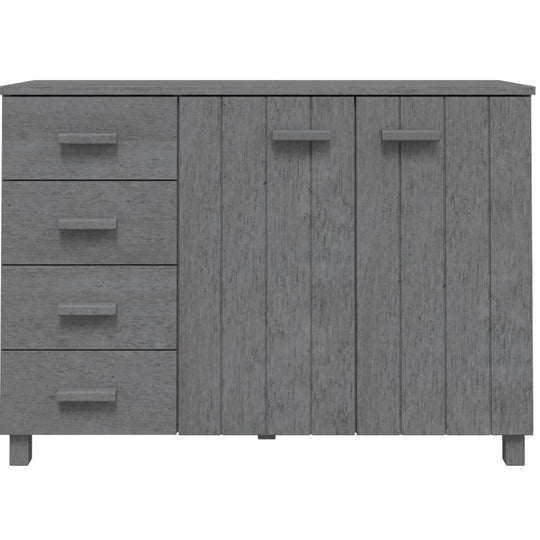 Dark grey sideboard HAMAR made of solid pinewood with 4 drawers and 2 doors, perfect for storage and decoration.