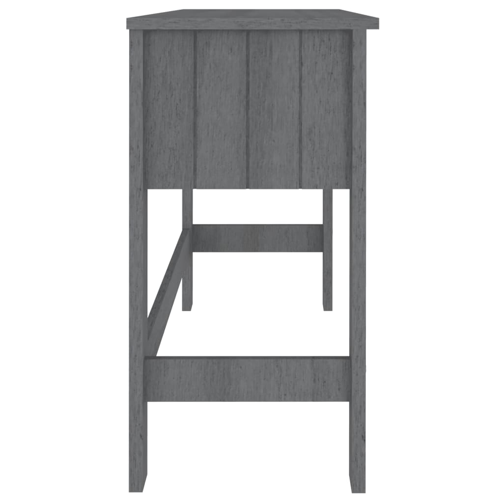Side view of Desk HAMAR Dark 110x40x75 cm Solid Wood Pine in dark grey, featuring sturdy construction and sleek design.