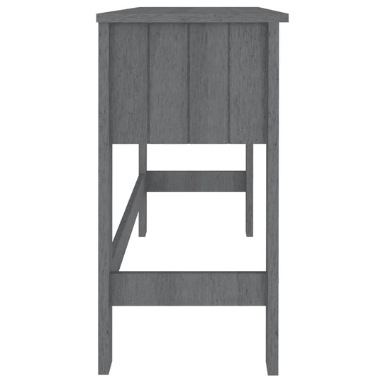 Side view of Desk HAMAR Dark 110x40x75 cm Solid Wood Pine in dark grey, featuring sturdy construction and sleek design.