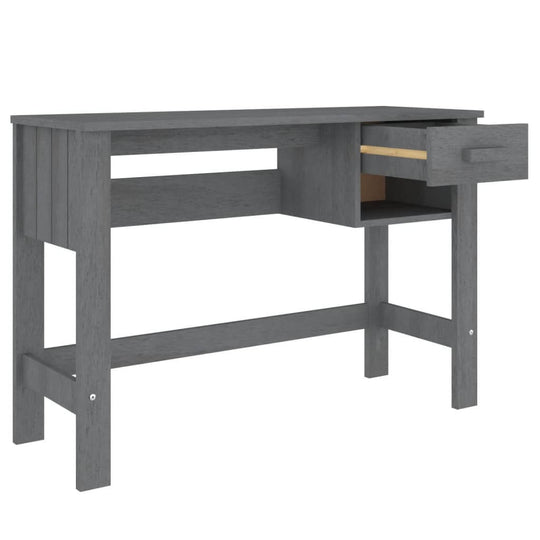 Desk HAMAR Dark 110x40x75 cm Solid Wood Pine with drawer and compartment in dark grey color