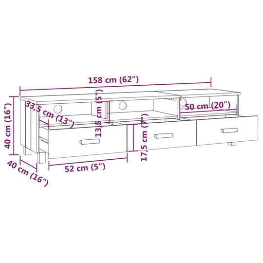 TV Cabinet HAMAR Dark  158x40x40 cm Solid Wood Pine