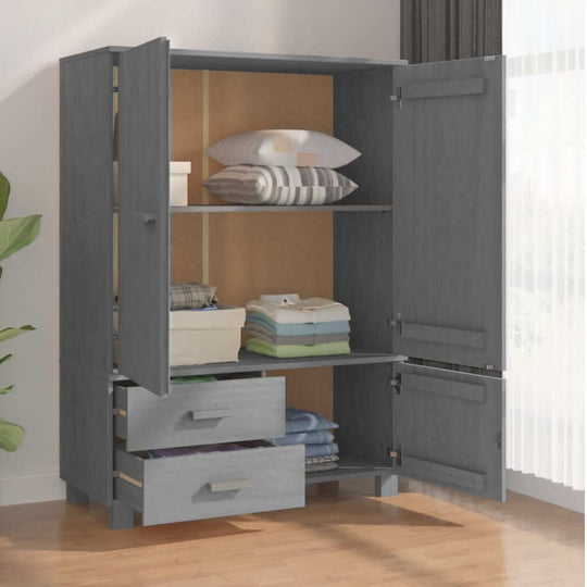 Wardrobe HAMAR Dark Grey 99x45x137 cm Solid Wood Pine