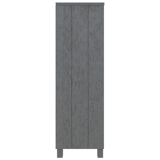 Book Cabinet HAMAR in dark grey, made of solid pine, featuring a sleek design and sturdy construction.