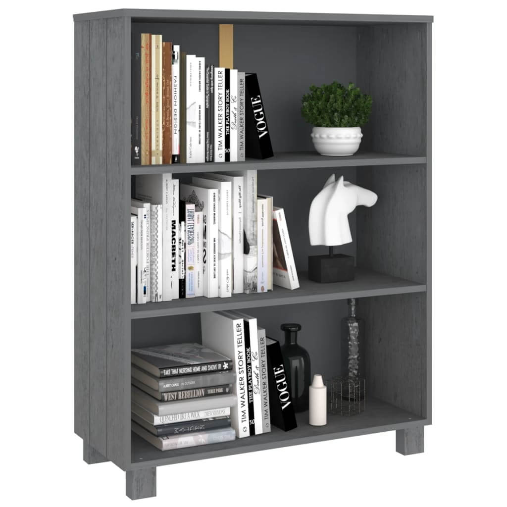 Book cabinet HAMAR in dark grey, featuring three shelves for organized storage and a sturdy design for your home decor.