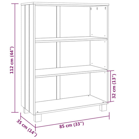 Book Cabinet HAMAR Light  85x35x112 cm Solid Wood Pine