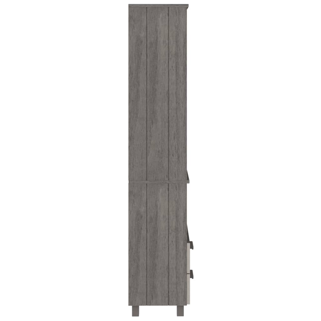 Side view of Highboard HAMAR Light 60x35x180 cm Solid Wood Pine, showcasing its solid construction and vertical panels.