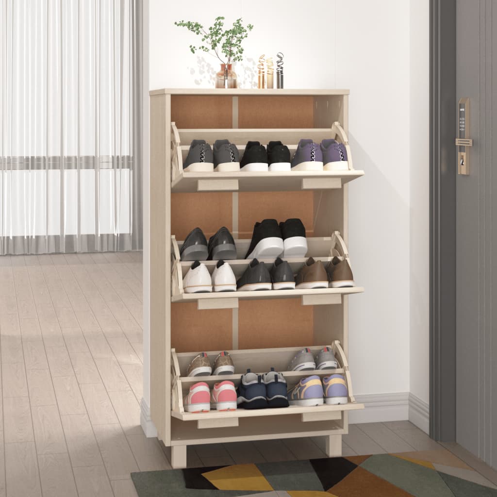 Shoe Cabinet HAMAR Honey  59.5x35x117 cm Solid Wood Pine