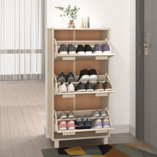 Shoe Cabinet HAMAR Honey  59.5x35x117 cm Solid Wood Pine