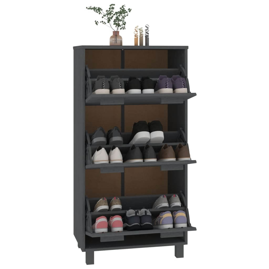 Shoe Cabinet HAMAR Dark  59.5x35x117 cm Solid Wood Pine