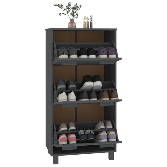 Shoe Cabinet HAMAR Dark  59.5x35x117 cm Solid Wood Pine