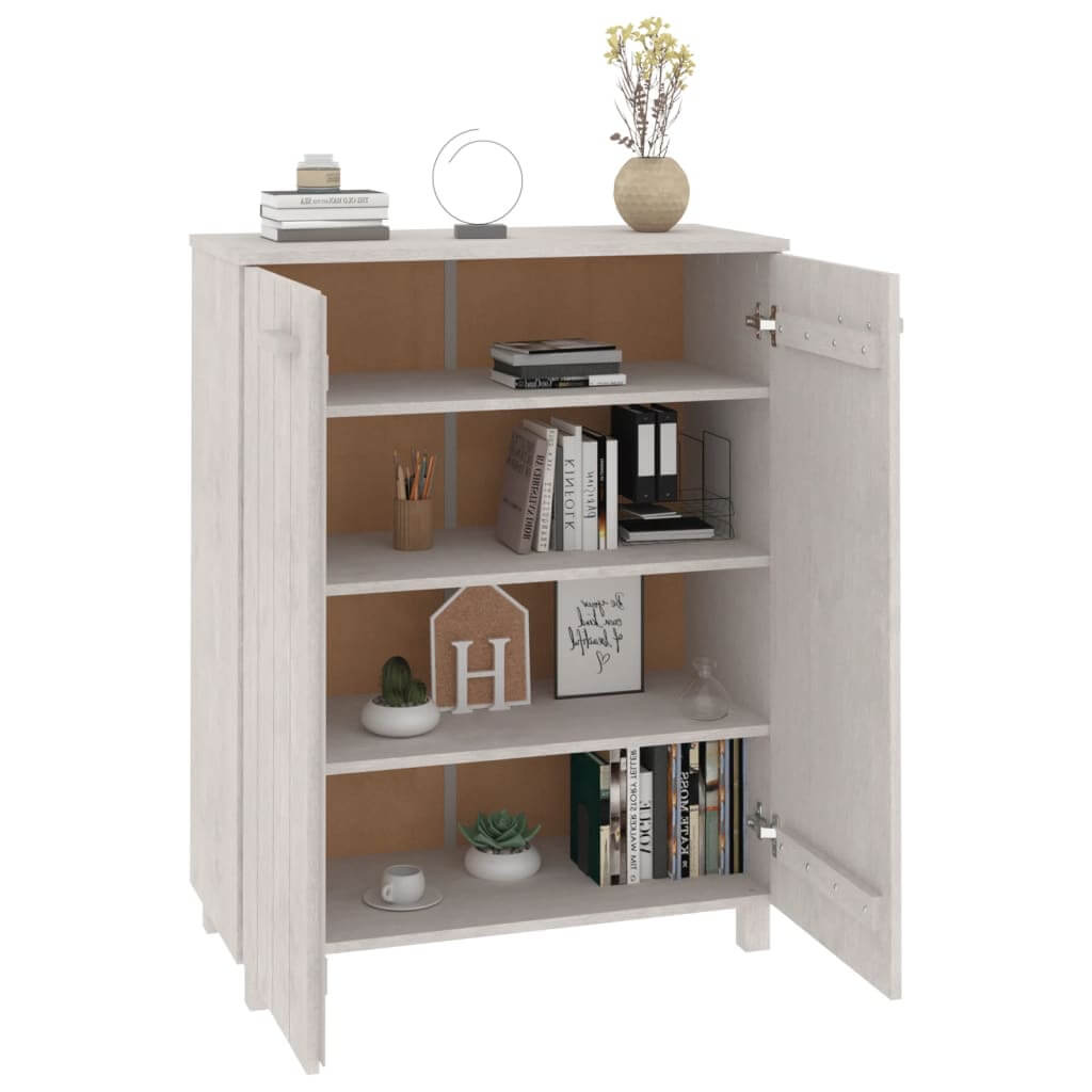 Shoe cabinet HAMAR in white, featuring open shelves and closed compartments, stylish and functional design for home organization.