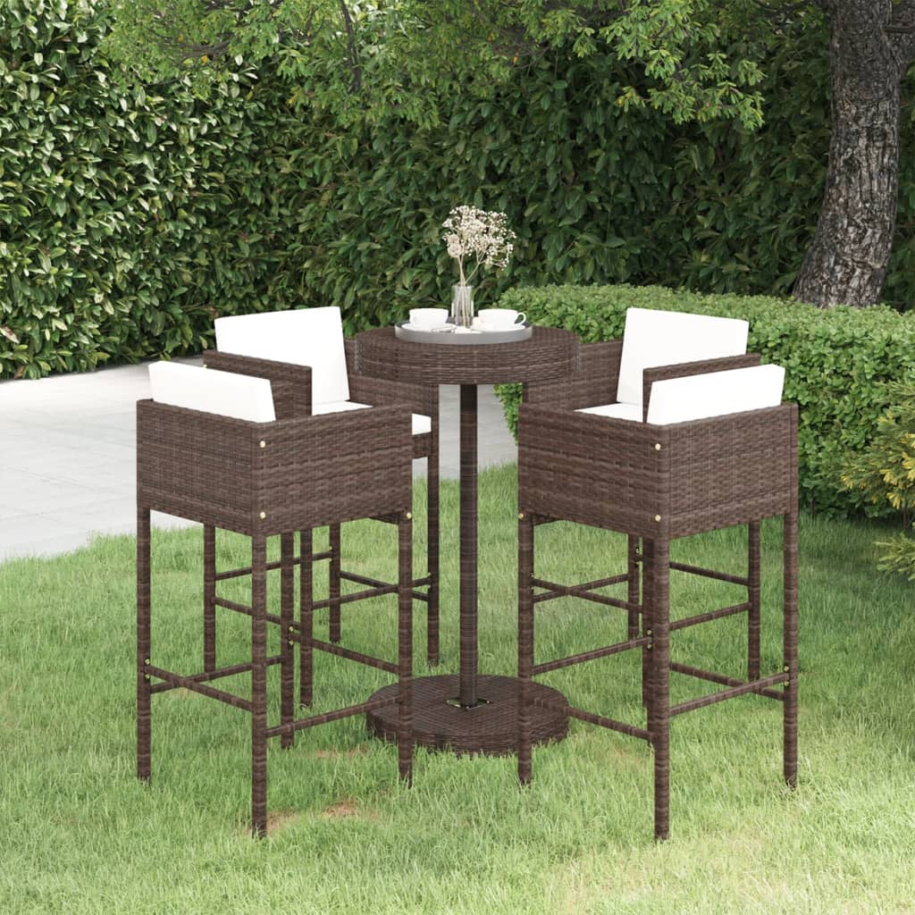 5 Piece Garden Bar Set with Cushions Poly Rattan , Furniture -> Outdoor Furniture -> Outdoor Furniture Sets , Chairs -,Decor -,Durable,eligant,Furniture -,Home & Garden -,Home Decor,Modern Design,new-305021,Outdoor Chairs,Outdoor Furniture -,Outdoor Furni