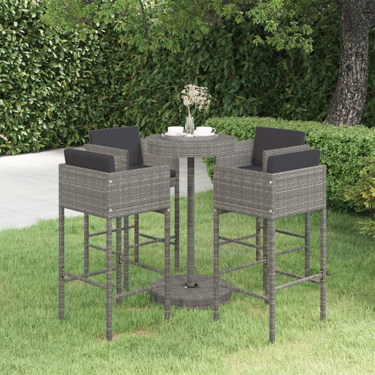 5 Piece Garden Bar Set with Cushions Poly Rattan , Furniture -> Outdoor Furniture -> Outdoor Furniture Sets , Chairs -,Decor -,Durable,eligant,Furniture -,Home & Garden -,Home Decor,Modern Design,new-305021,Outdoor Chairs,Outdoor Furniture -,Outdoor Furni