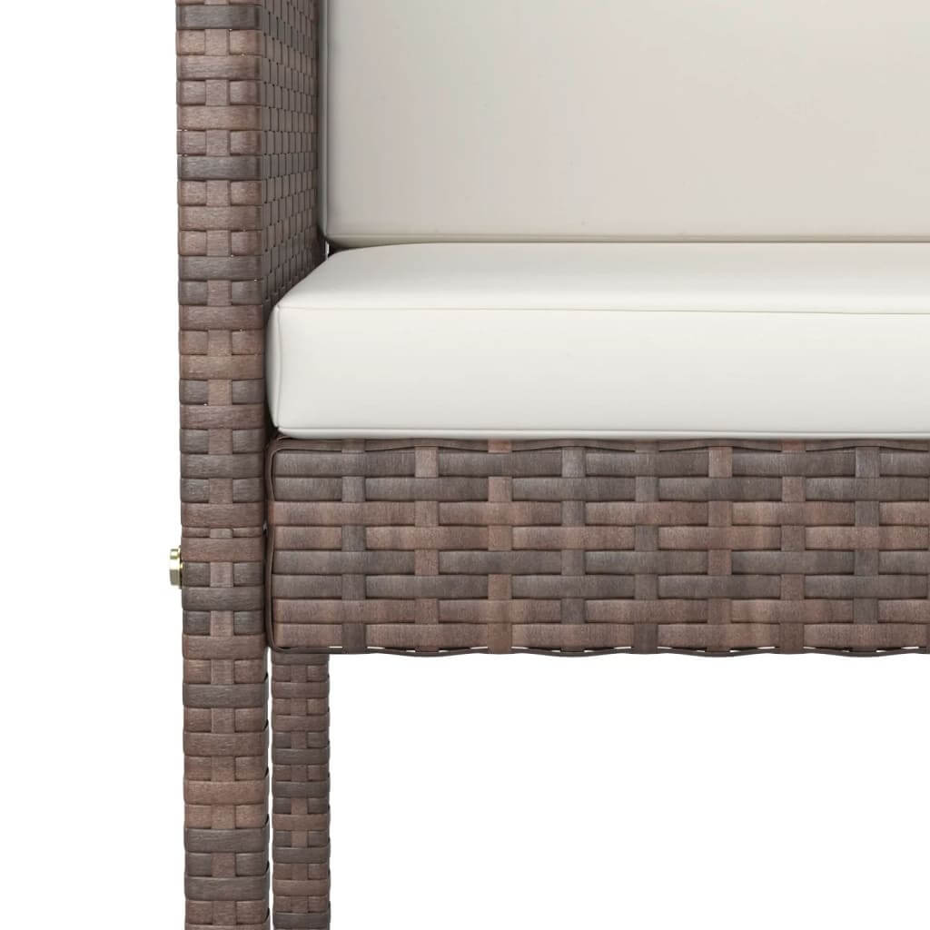 Detail of the 3 Piece Garden Bar Set with Cushions Poly Rattan showing woven texture and cushion.