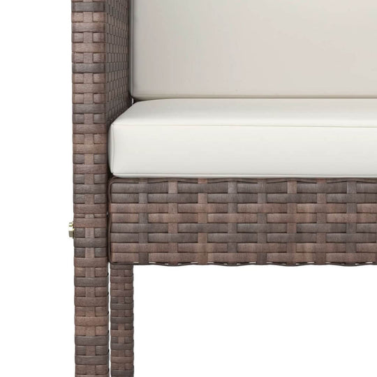 Detail of the 3 Piece Garden Bar Set with Cushions Poly Rattan showing woven texture and cushion.