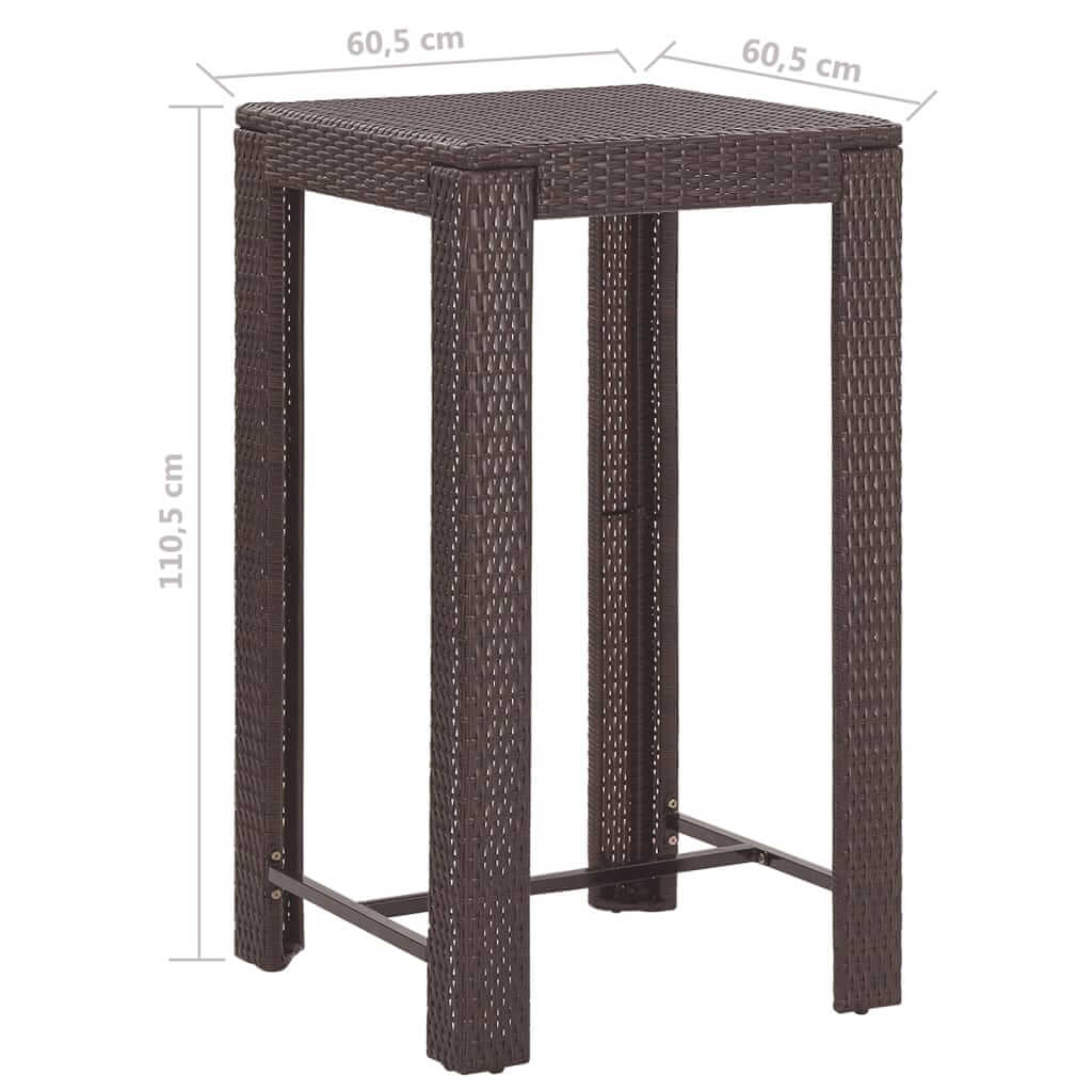 5 Piece Garden Bar Set with Cushions Poly Rattan outdoor bar stool dimensions and sturdy design.