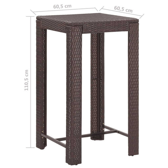 5 Piece Garden Bar Set with Cushions Poly Rattan outdoor bar stool dimensions and sturdy design.