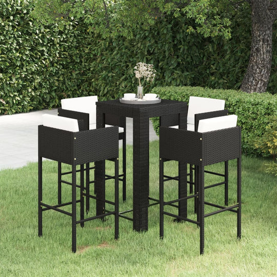 5 Piece Garden Bar Set with Cushions Poly Rattan , Furniture -> Outdoor Furniture -> Outdoor Furniture Sets , Chairs -,Decor -,Durable,eligant,Furniture -,Home & Garden -,Home Decor,Modern Design,new-305021,Outdoor Chairs,Outdoor Furniture -,Outdoor Furni