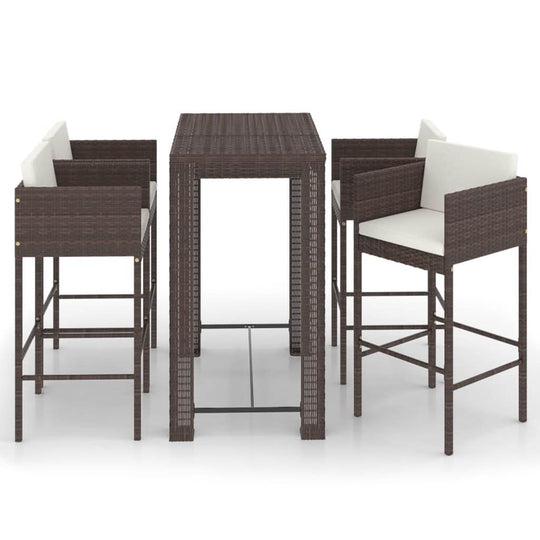 5 Piece Garden Bar Set with Cushions Poly Rattan featuring stylish design and durable construction.
