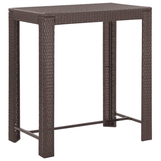 5 Piece Garden Bar Set with Cushions Poly Rattan table frame in brown woven design